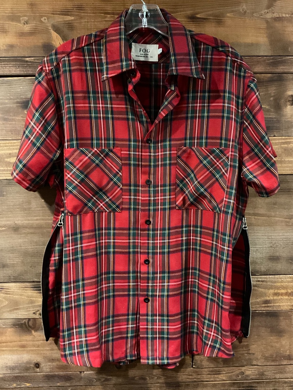 Rare FOG Fear of God Debut 2015-2016 Collection Zipper Plaid S/S Top Size Large